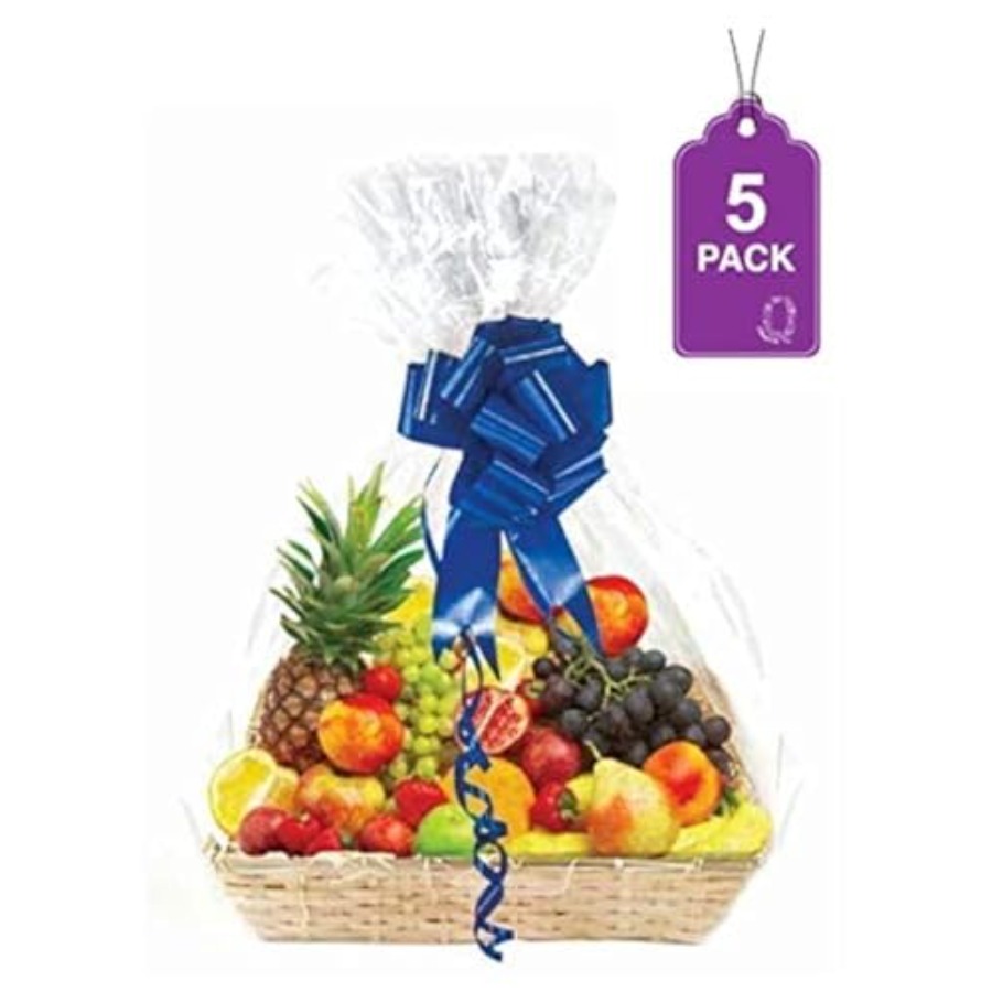 Cellophane Wrap Clear - Clear Basket Bags, 5 Pack Large