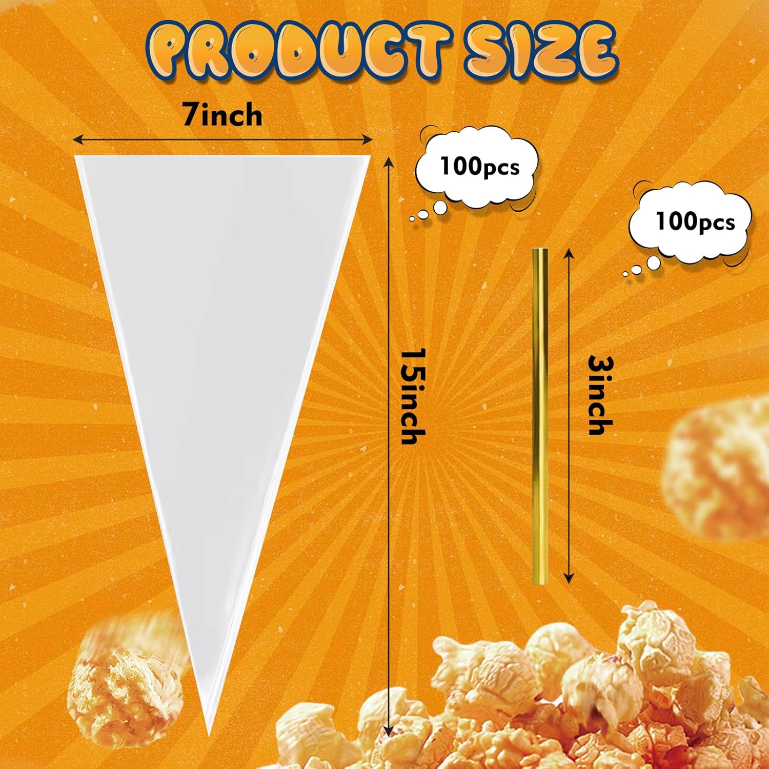 Cone Cellophane Treat Bags 100 - Cellophane Wrap Clear incelemesi ve fiyatı