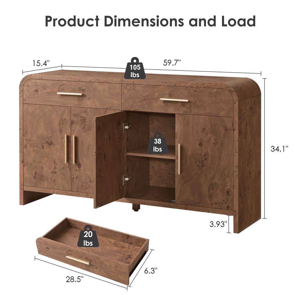 Sideboard Buffet Cabinet with  - B&J Florist Supply Nyc incelemesi ve fiyatı