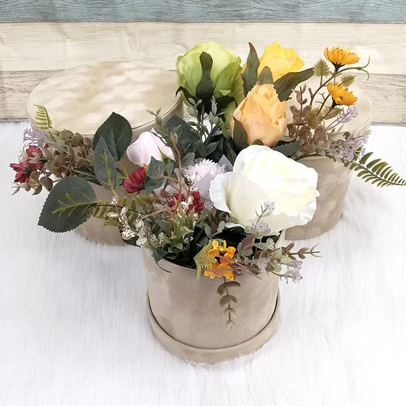 3Pcs/Set Round Shape Velvet Gi - Florist Supply Buckets incelemesi ve fiyatı