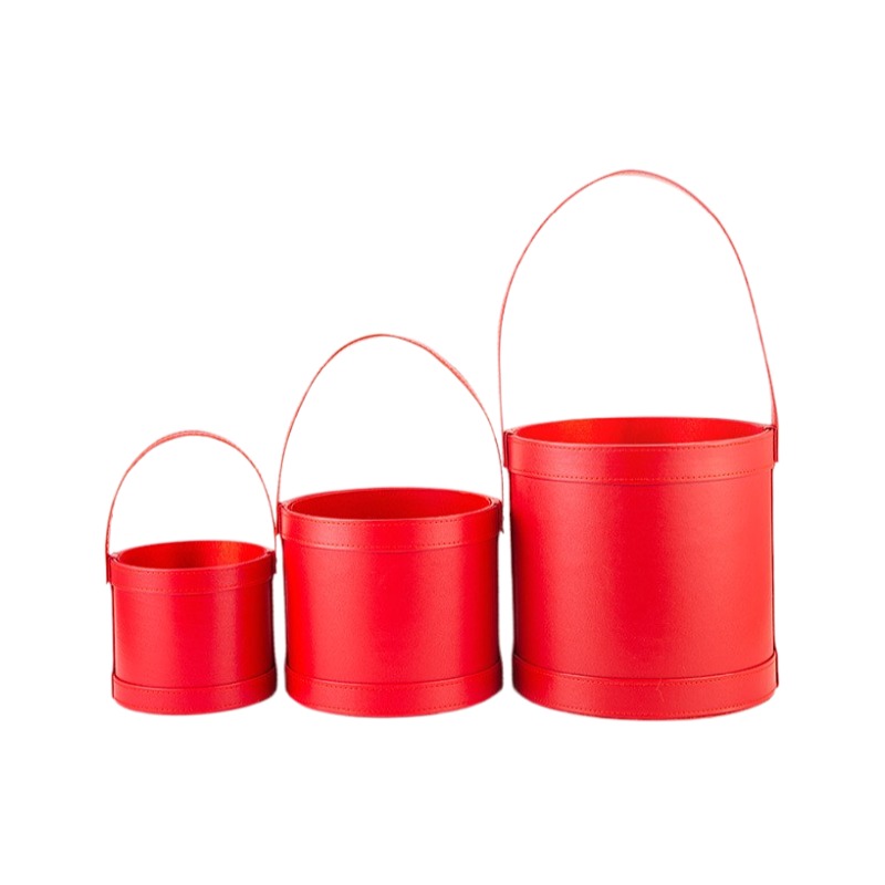 Portable Leather Round Gift Bo - Florist Supply Buckets incelemesi ve fiyatı