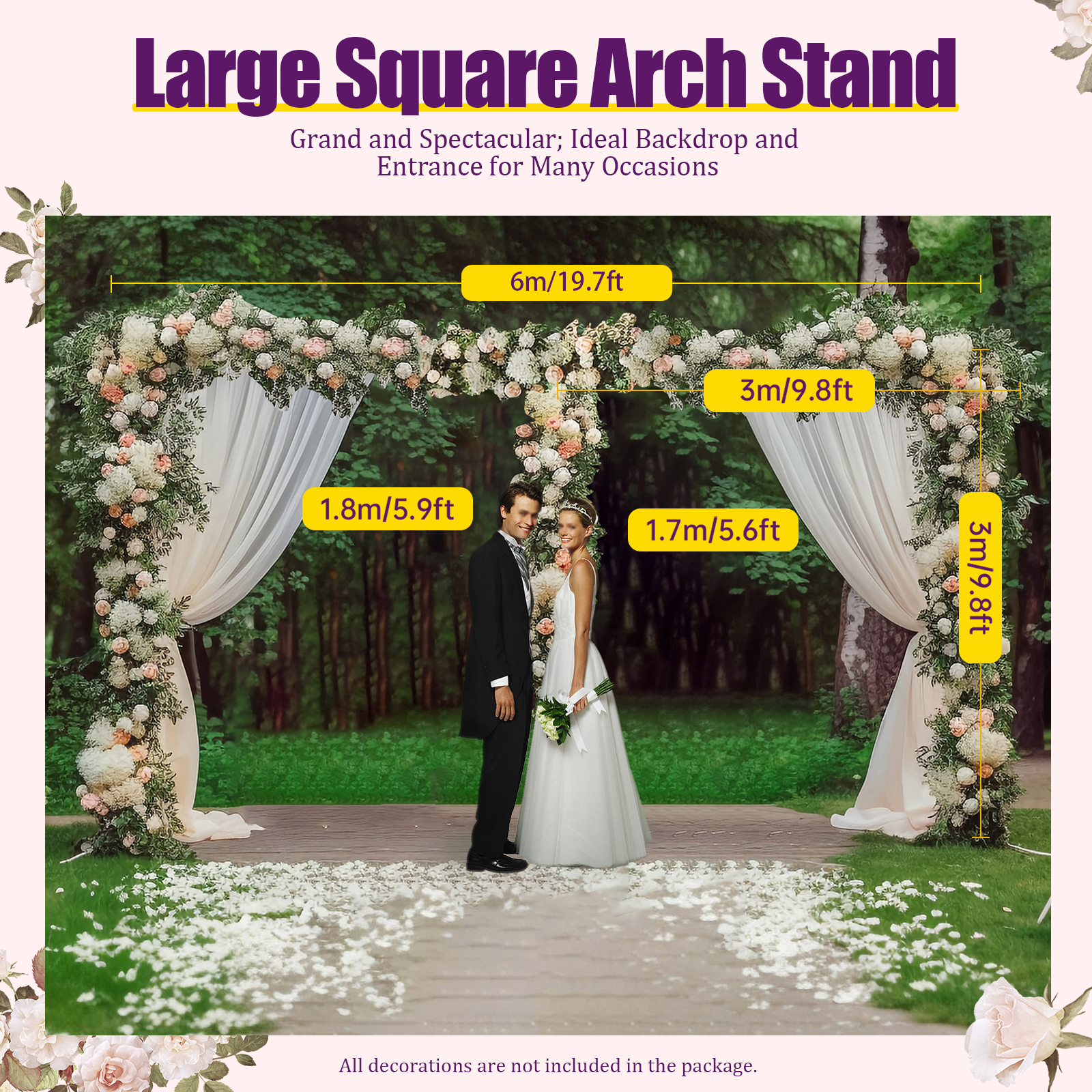 3x6m/10x20ft Metal Wedding Arc - Florist Supp incelemesi ve fiyatı