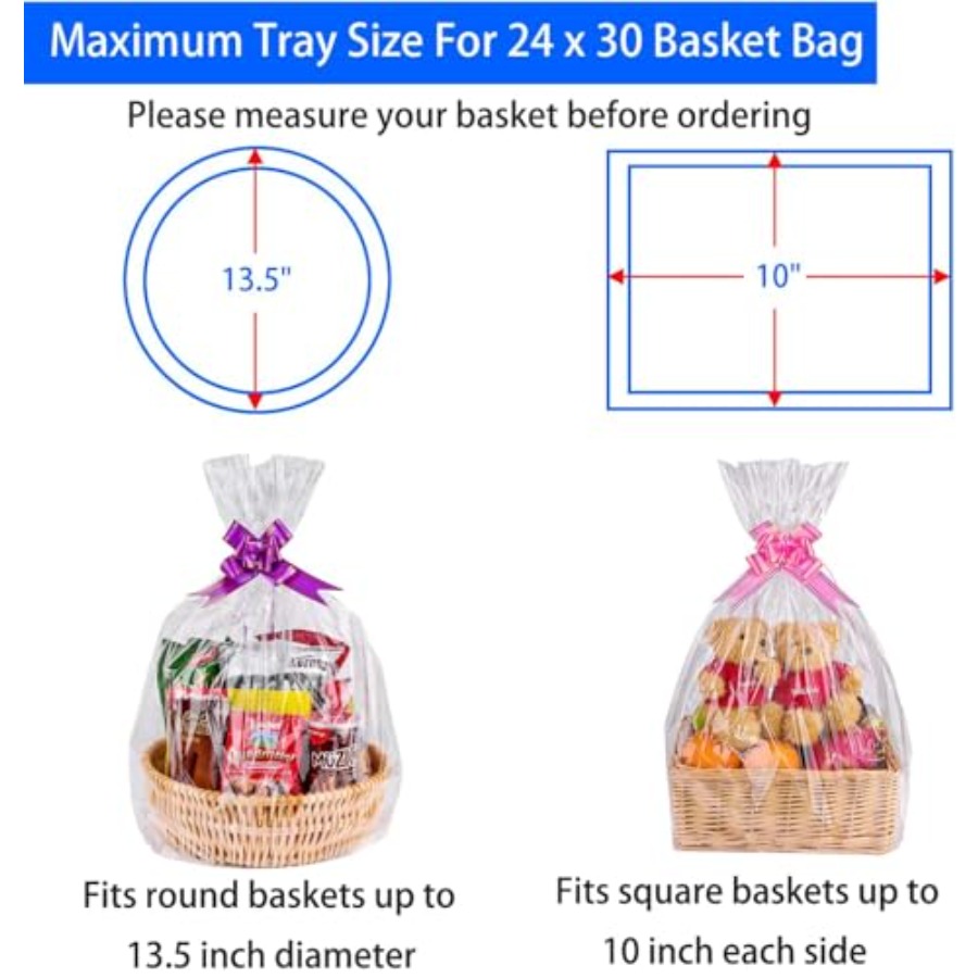 Clear Basket Bags 20Pack Large - Cellophane Wrap Clear incelemesi ve fiyatı